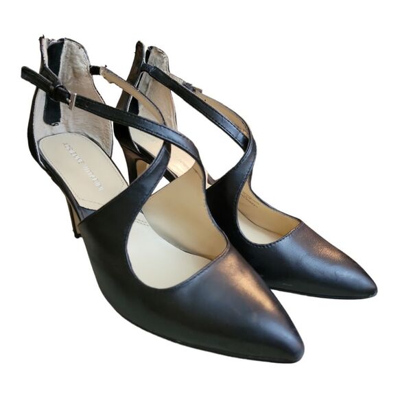 Adrienne Vittadini Black Strappy Jakob Pump Size 7.5 - Picture 1 of 8